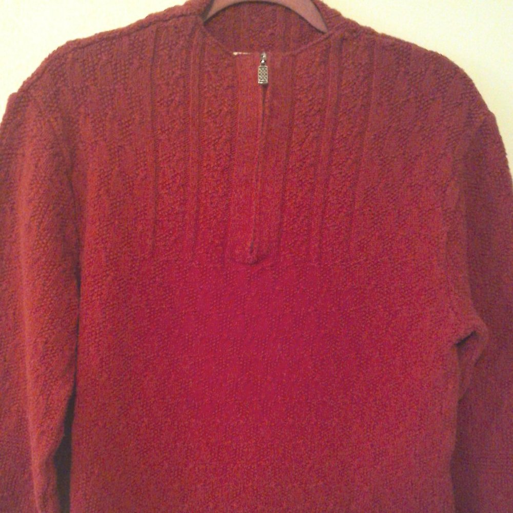COLDWATER CREEK RED HALF ZIP PULLOVER SWEATER